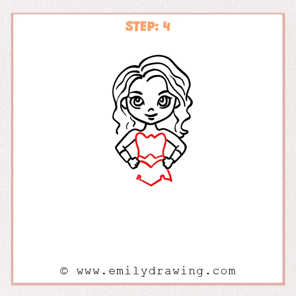 how to draw a wonder woman - Step 4